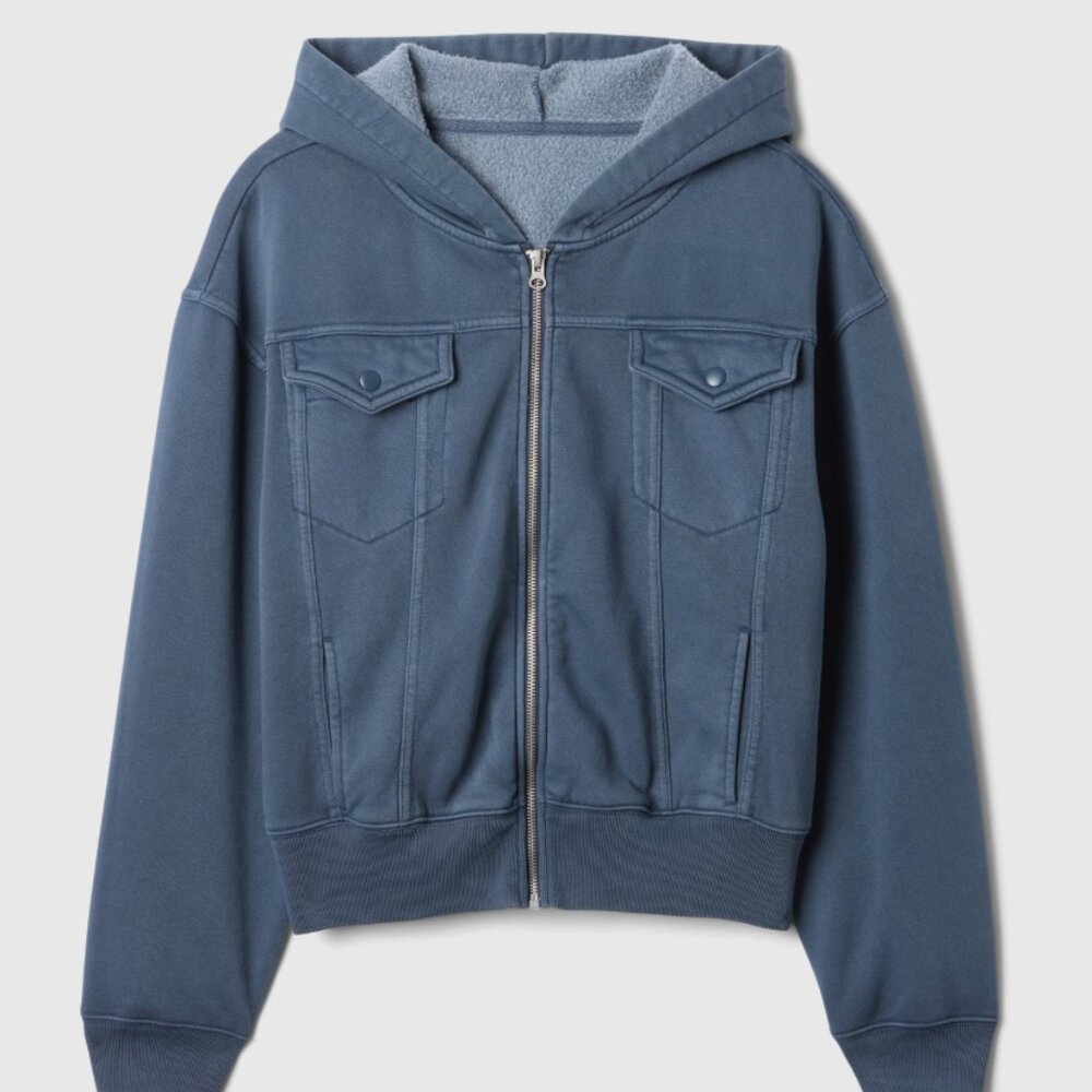GAP Oversized Icon Fleece Zip Hoodie - Medium